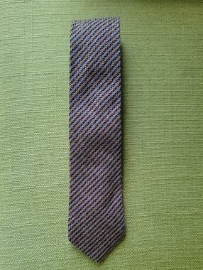 Moschino Brown and Blue Diagonal Stripe Wool Tie